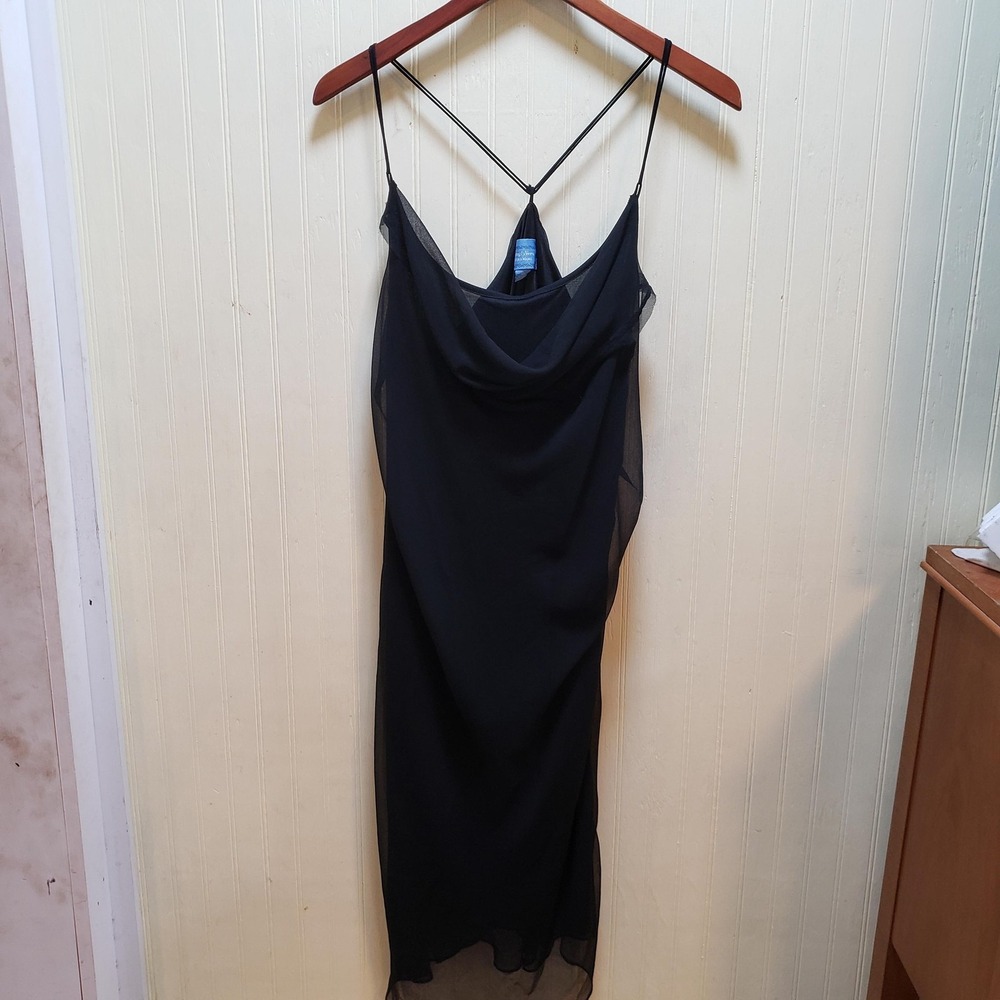 Simply Vera Vera Wang Dress Womens XL Black Solid Sleeveless Cowl Neck Midi Slip